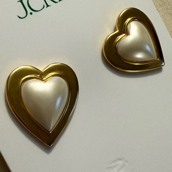 J. Crew Gold and White Heart Stud Earrings - Picture 3 of 4